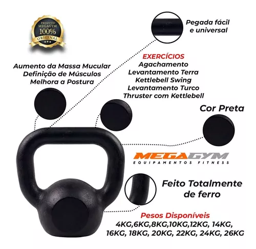 Kettlebell Pintado 22kg Para Treino Crossfit Funcional Sumô