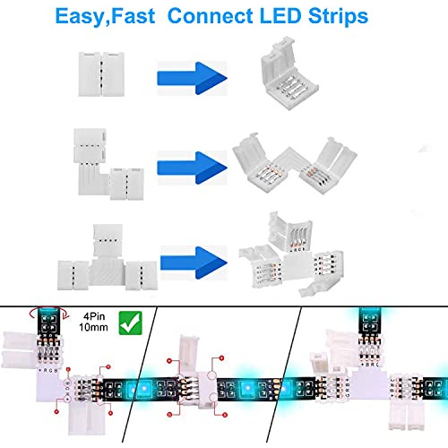 T Shape 4-pin Rgb Led Strip Connector 10pcs 10mm Wide U...