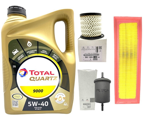 Kit Aceite Total 5w40 + Filtros Peugeot Partner 1.6 1.4 Naft