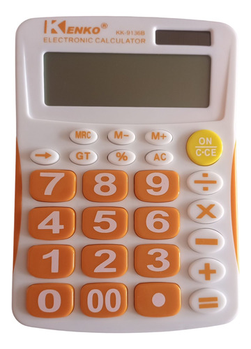 Calculadora Kk-9136b 12 Dígitos Escritorio Naranja