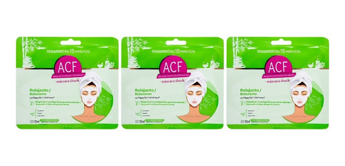 Acf Relajante X3 Máscara Facial Antiestrés Refrescante 