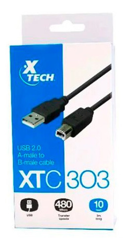 Cable Usb 2.0 Impresora Datos 3 M Xtech A-macho A B-macho