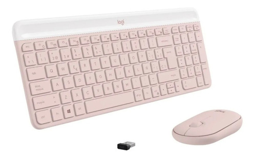 Kit Teclado Y Mouse Inalámbrico Logitech Mk470 Español Rosa