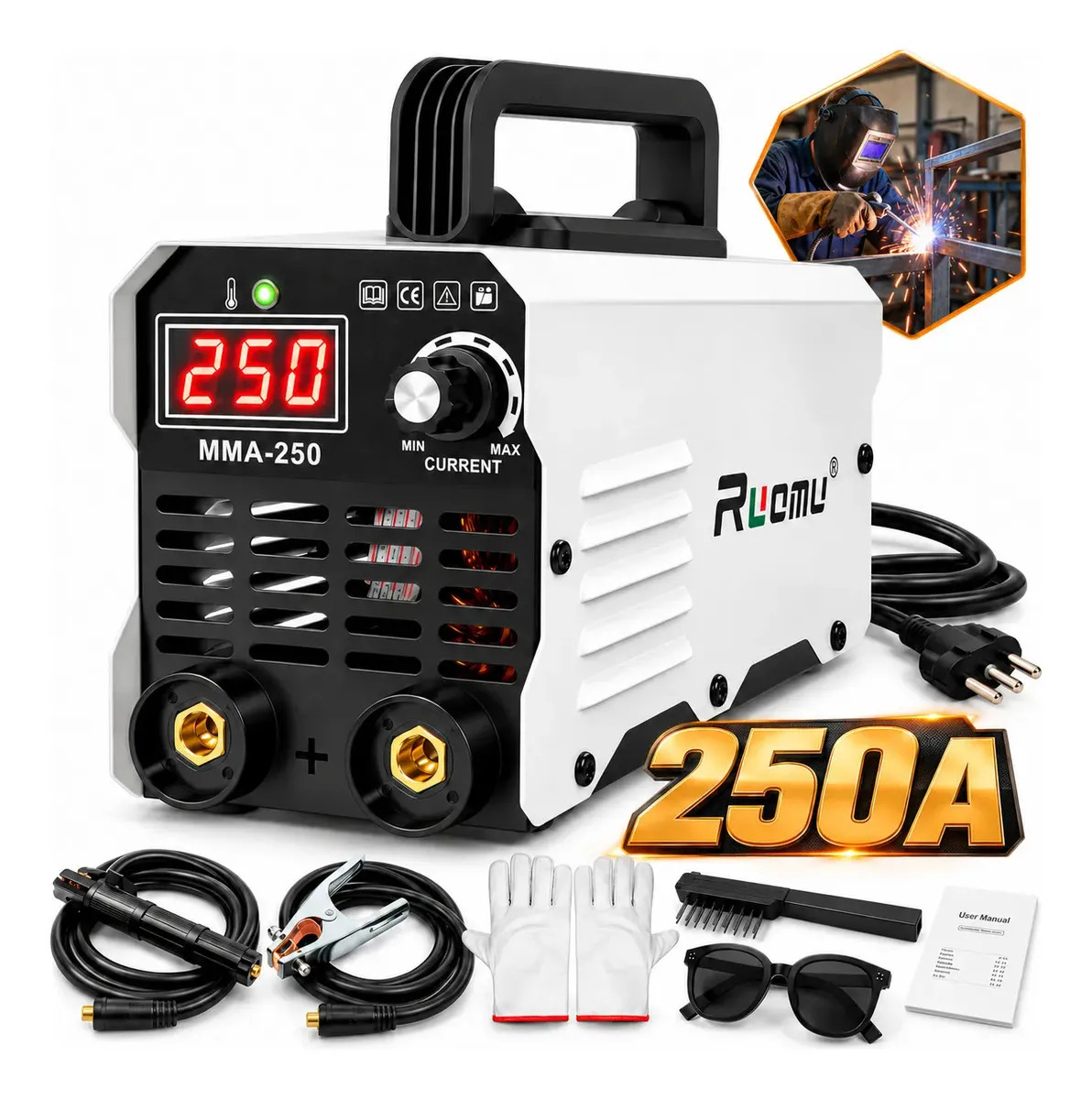 Máquina De Solda Inversora Portátil MMA 250A Sem Gás