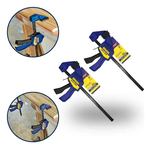 Kit 2 Grampo Rapido Sargento Aperto Bancada 15cm 6pol Irwin