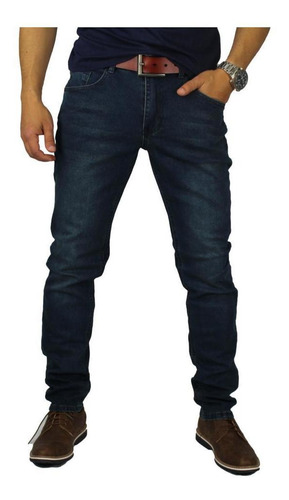 Imagen 3 de 6 de Pantalón Jeans Elasticado Hombre Skinny Semipitillo