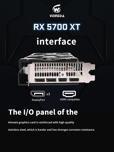 Tarjeta De Vídeo Rx 5700xt De 8 Gb, Gpu Gddr6, 256 Bits, 8 P
