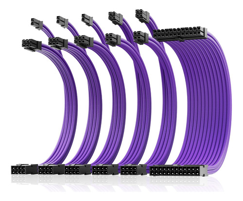 Kit De Cables 1x24pin/2x44 Eps/3x62 Pci-e 30 Cm Violeta