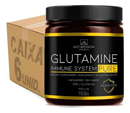 Suplemento Em Pó Natures Now  Atacado 6x Glutamina / Glutamine Pure 150g Natures Now Sem Sabor  - Em E De 150g 06 Un  Pacote X 06 U