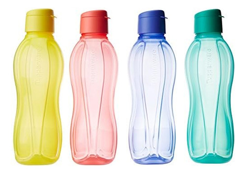 Botella Fliptop De 1 Litro, Juego De 4, Multicolor
