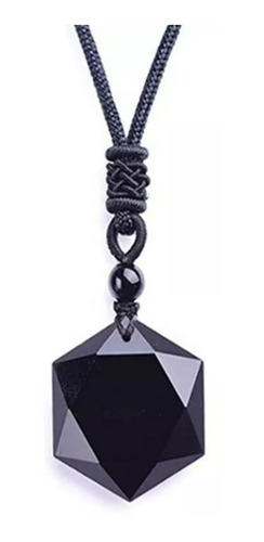 Collar De Obsidiana Estrella Hexagonal, Buena Suerte Fortuna