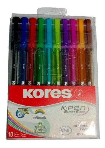 Bolígrafo Lapicero Kores K-pen Super Slide Set De 10 Colores