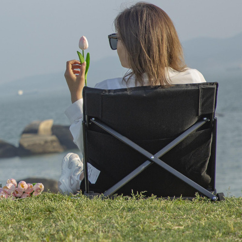 Silla De Playa Plegable Con Suelo, Sillón Plegable, Negro