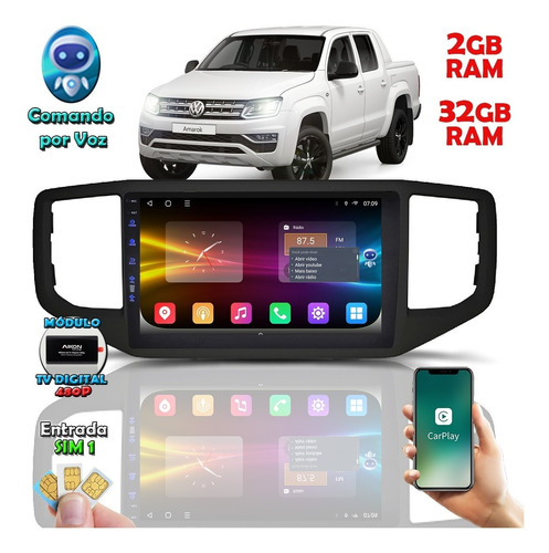 Multimídia Amarok 2017 À 2022 Carplay Chip 4g Tv Offline 9p 