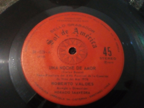 Vinilo Single De Roberto Valdes Una Noche De (19ch