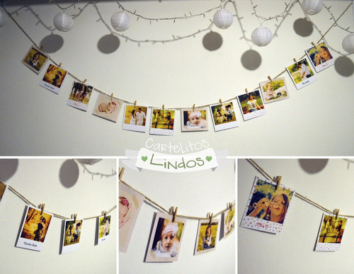 3 Guirnaldas De Fotos Tipo Polaroid Con Mini Broches