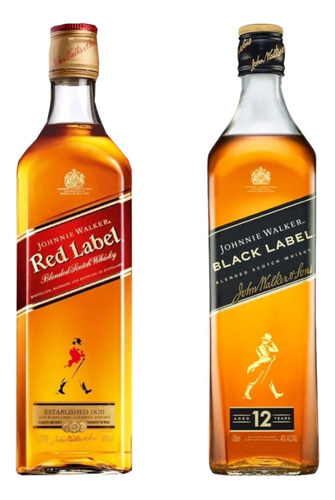 Johnnie Walker Black Label 1l + Red Label 1l.-