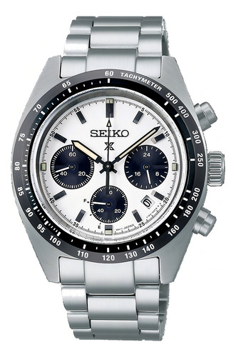 Reloj Seiko Prospex Speedtimer Solar Chronograph Ssc813p1 Color De La Malla Plateado Color Del Bisel Negro Color Del Fondo Blanco