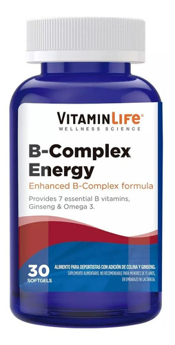 B-complex Energy / 30 Cápsulas / Vitamin Life Sabor Sin sabor