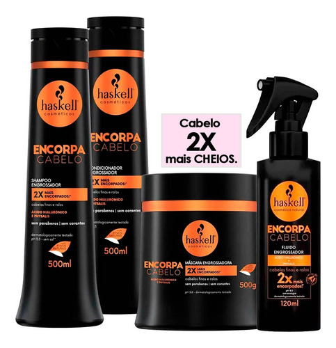 Haskell Encorpa Cabelo Engrossador Completo 4 Itens 500ml