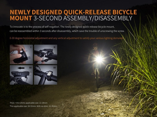 Imagen 8 de 10 de Linterna Para Bicicleta Fenix Bc30r Rebccargable 1800 Lumens
