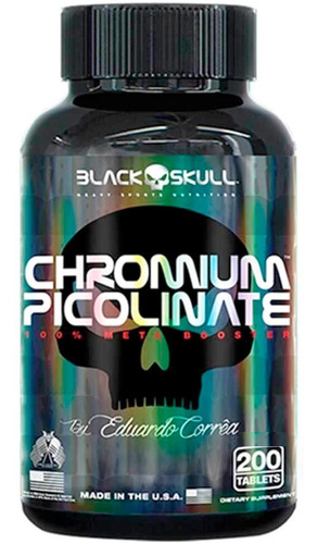Picolinato Chromium Picolinate - 200 Tabletes - Black Skull