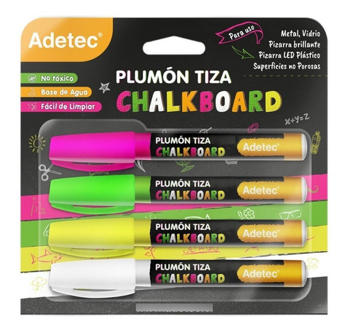 Plumón Tiza Adetec 4 Colores Surtidos