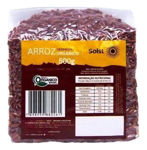 Arroz Vermelho Orgânico Integral À Vácuo Solst 500 G