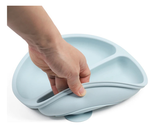 Set Alimentación Bebe Vajilla Silicona Comida Bpa Free Color Azul Una Ganga