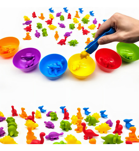 Brinquedo Montessori Classificação De Cores - Pinça Cor Animal Silvestre 36 Pçs