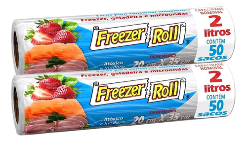 Kit 2 Sacos Para Alimentos Freezer-roll 2l 50un Dover Roll