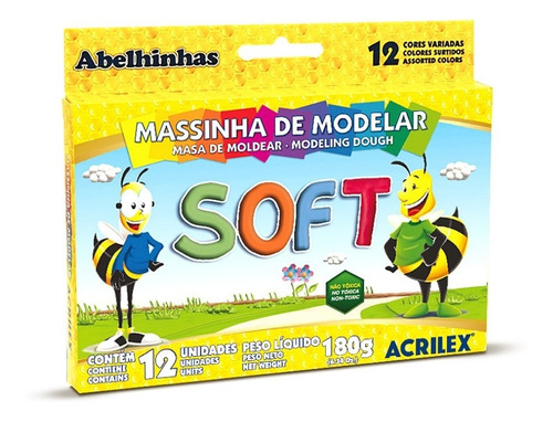 Masa De Moldear Soft Acrilex 12 Colores - Mosca