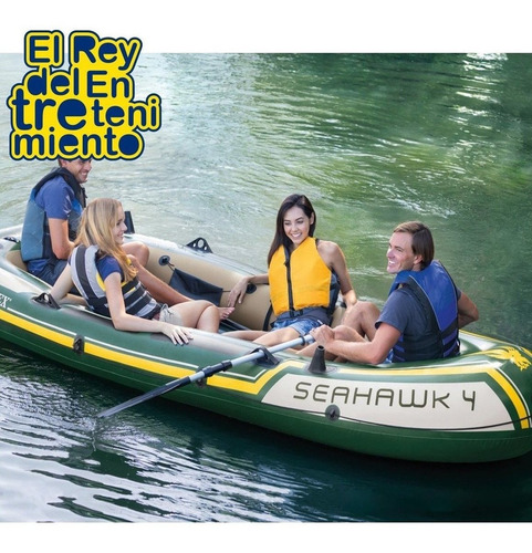 Imagen 6 de 6 de Bote Intex Gomón Inflable 4 Personas + Remo +inflador El Rey