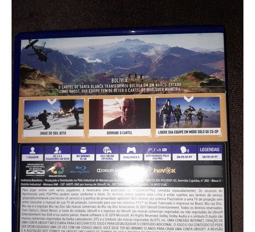 Jogo Ps4 Gostaria Recon Wildlands (Usado)