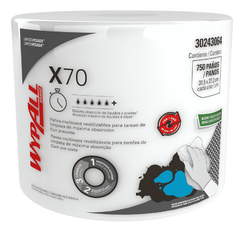 Bobina Limpieza Wypall X70 Rollo X750 Paños Kimberly Clark