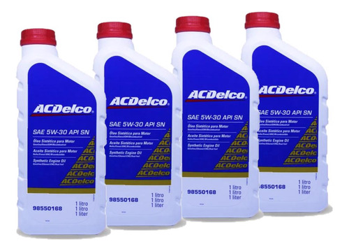 Kit 4 Litros De Óleo 5w30 Sintético Acdelco