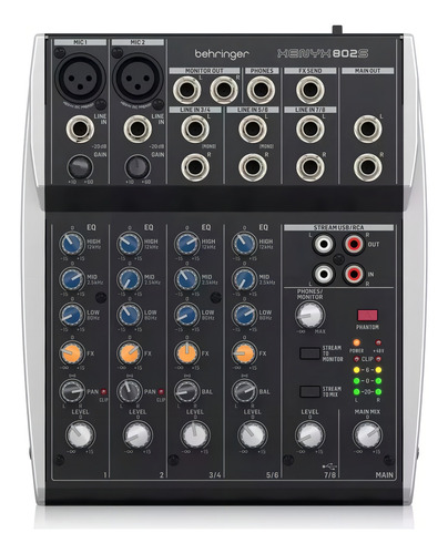 Consola Behringer Xenyx 802s Mixer de 8 entradas com interface USB