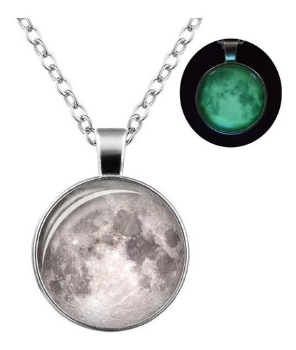 Imagen 1 de 5 de Collar Luna Brilla En La Oscuridad + Cajita Ideal Regalo 