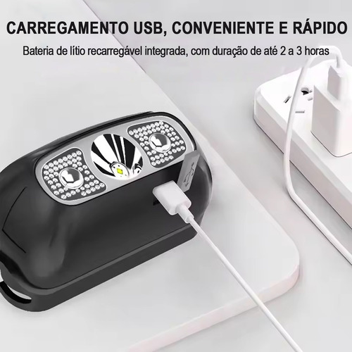 Lanterna Recarregável Usb Sensor À Prova D'água Uso Exter