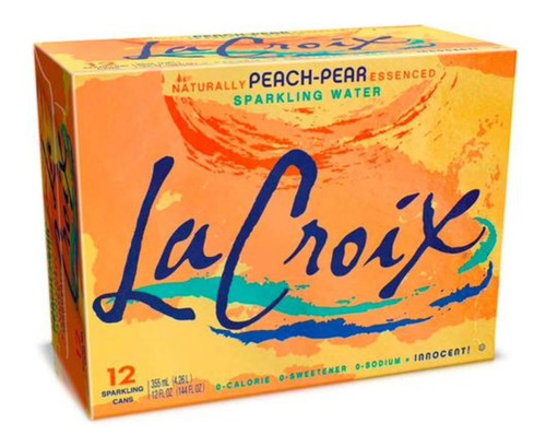 Agua Mineral Lacroix Sabor Durazno 355ml 12 Piezas