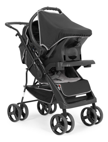 Carrinho De Bebê 2x1 Tutti Baby Joy Ll Preto Com Cinza