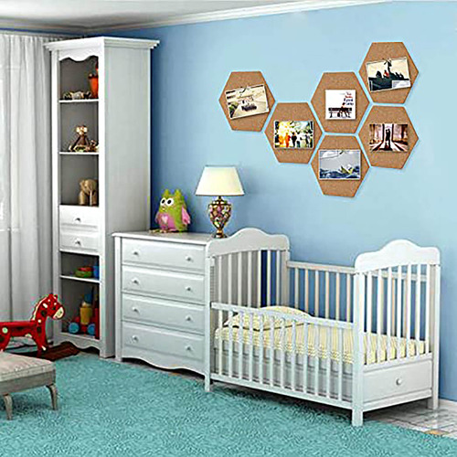 Tablero De Mensajes Hexagonal De Corcho, Foto, Adhesivo Para