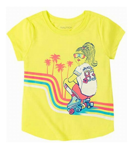 Nautica Playera De Manga Corta Con Estampado De Purpurina Color Neon Yellow Roller Girl