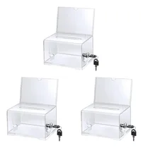 Comprar . Caja De Donación Acrílica Queenly-pack De 3 Con Candado,