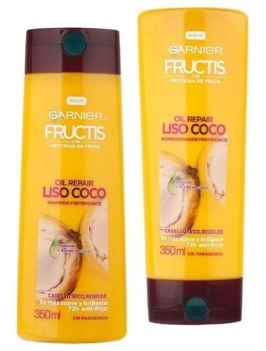 Shampoo Y Acondicionador Fructis Oil Repair Liso Coco X350