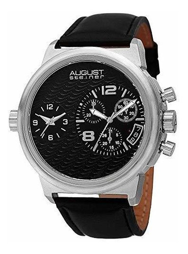 August Steiner Men's Dual Time Zone Swiss Chronograph Quartz