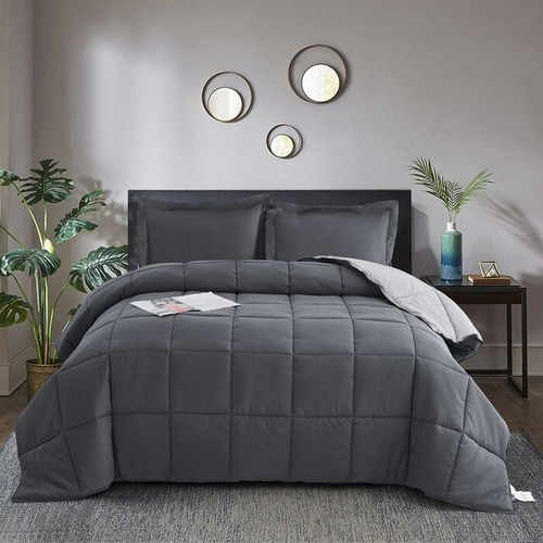 Comforter Bicolor Gris Claro-gris Oscuro