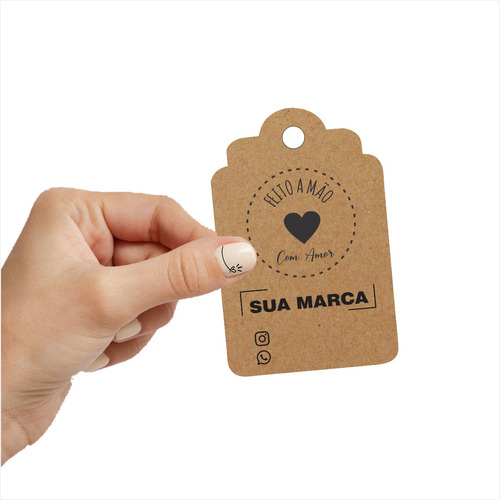 100 Tags Personalizada Em Kraft - Feito A Mão 6x4