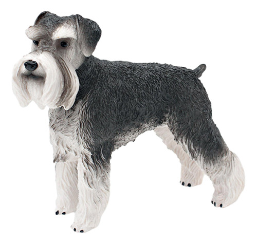 Figurita De Perro Realista En Miniatura Schnauzer Estándar,