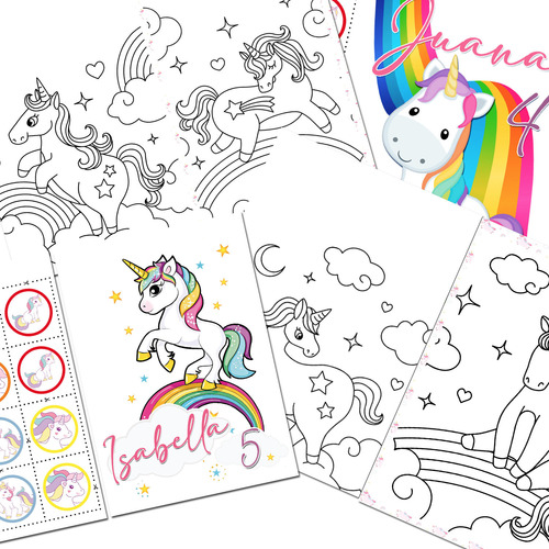 Libros P/ Colorear Personalizados Temática Unicornios